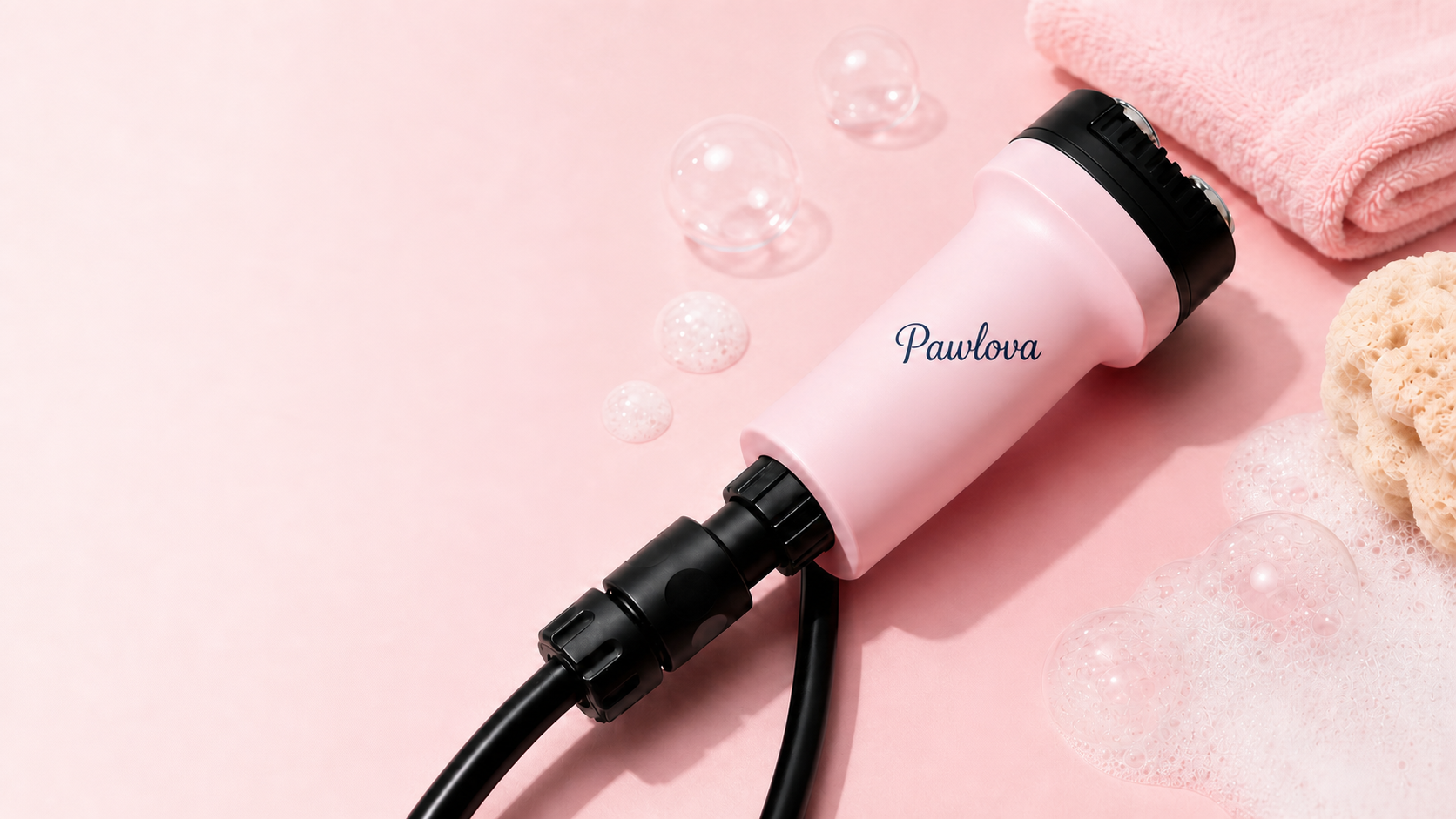 Pawlova pet bathing device in a blush beauty studio